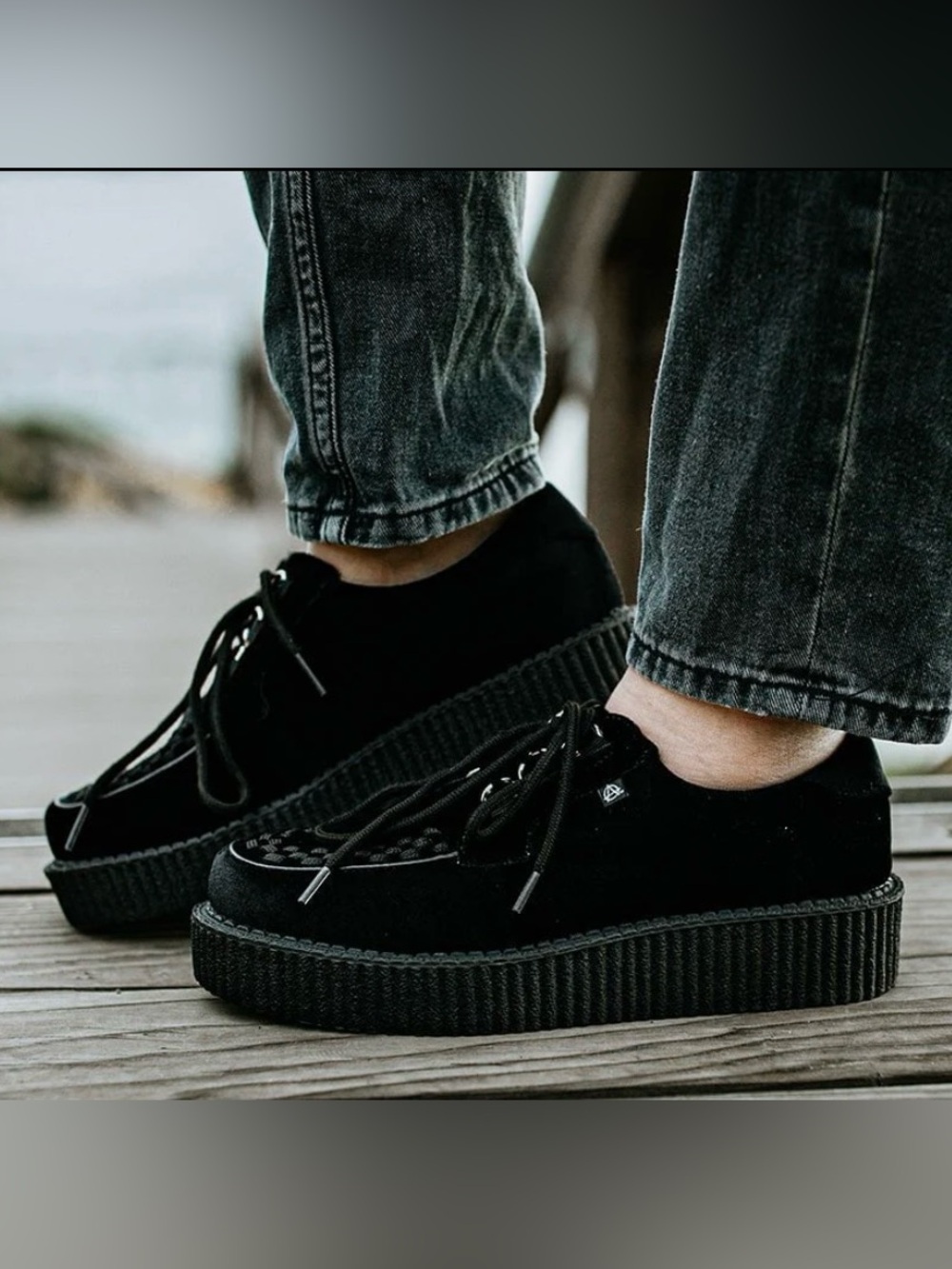 T.U.K. Anarchic Black Faux Suede Creeper Shoes Men's US 9 / EU 42